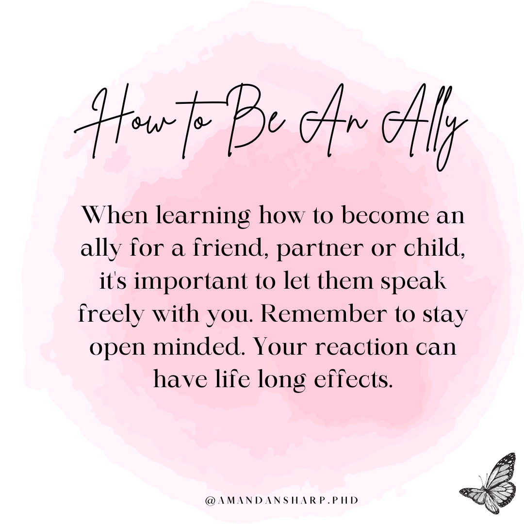 How to be an ally message encouraging open minded support and listening in relationships