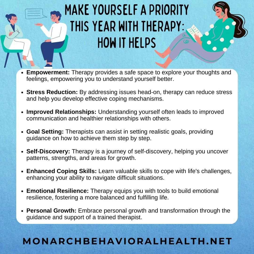 Illustration of therapy and self-care tips for making yourself a priority with therapy
