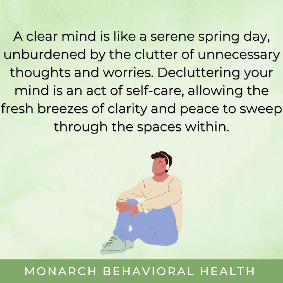 Person sitting peacefully and reflecting on decluttering anxiety, symbolizing mental clarity, stress reduction, emotional wellness, and creating space for a calmer mind.