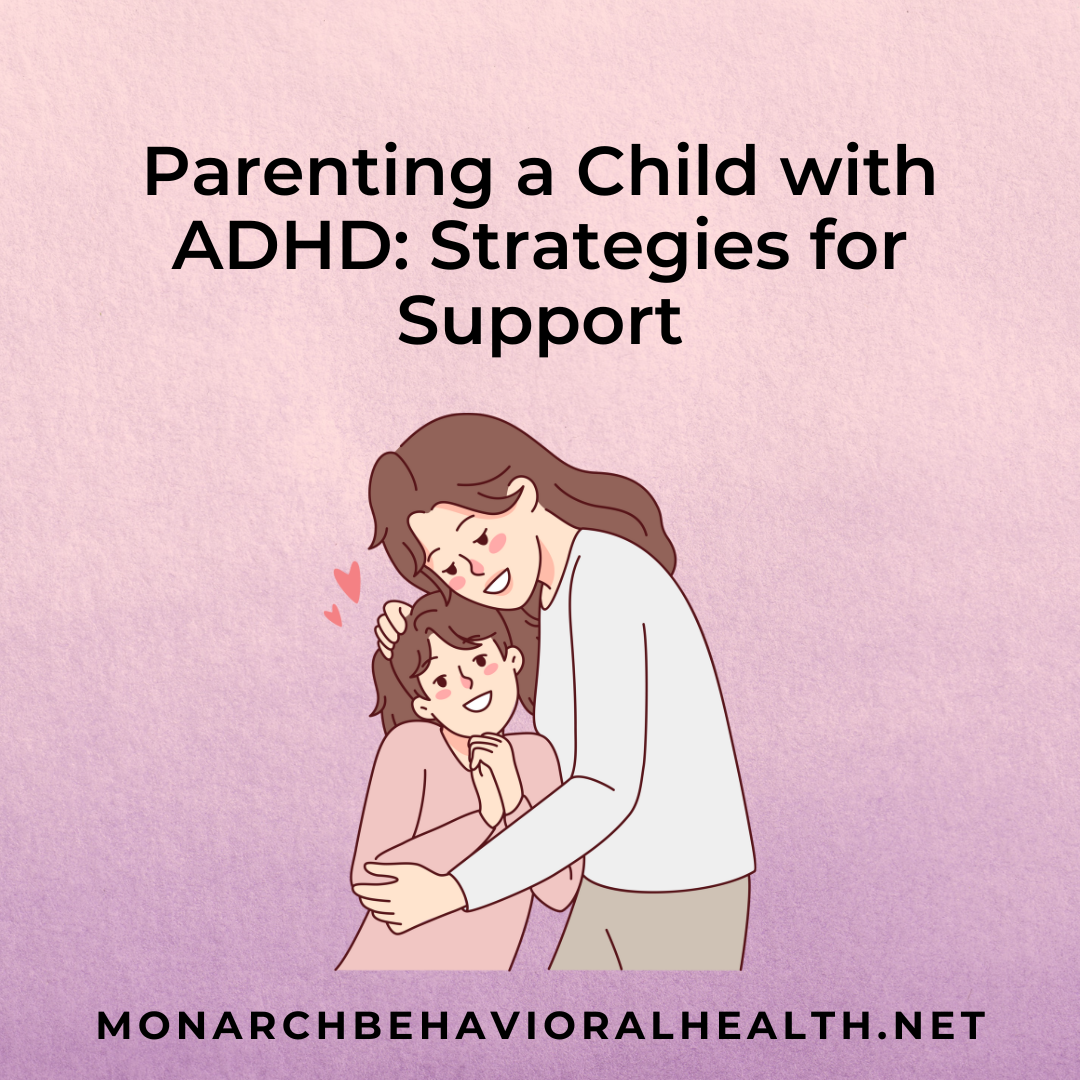Parent embracing their child while discussing parenting a child with ADHD, illustrating supportive strategies, encouragement, and emotional connection for children with ADHD.