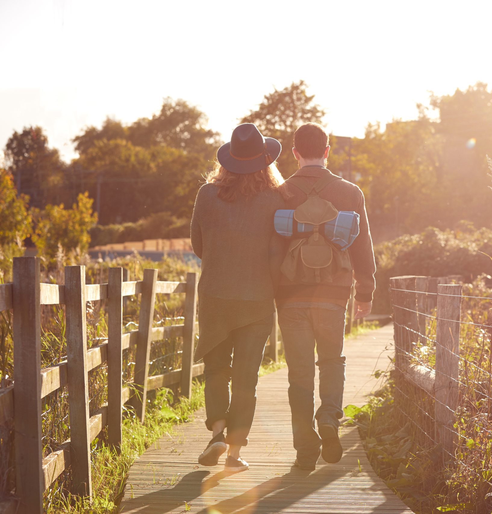 Couple enjoying walk on marshes